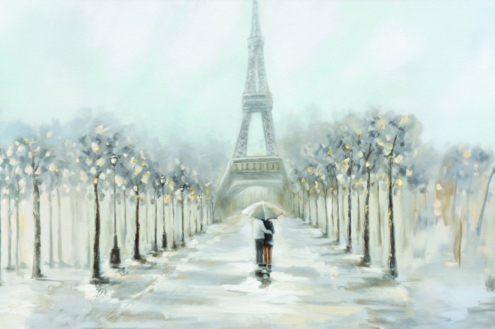 Papier peint  Aquarelle délicate avec la Tour Eiffel et les réverbères