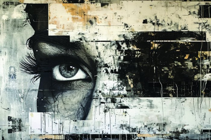 Papier peint  Fresque artistique avec un visage de femme