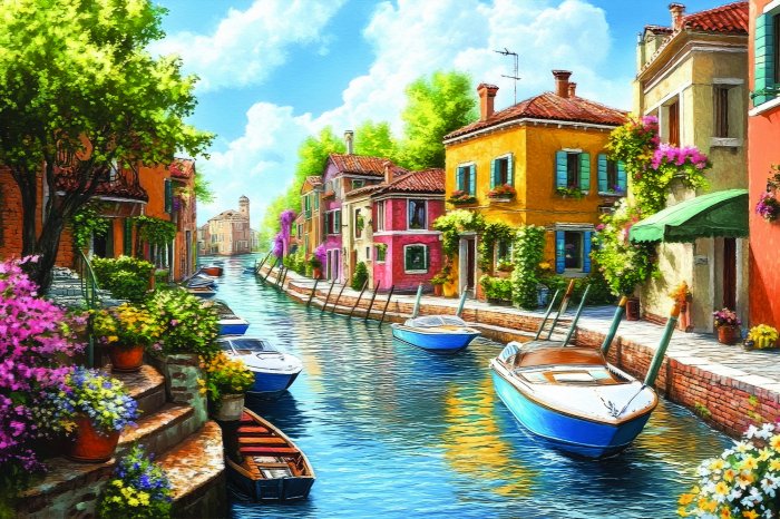 Papier peint  Paysage pittoresque de Venise parmi des maisons de ville