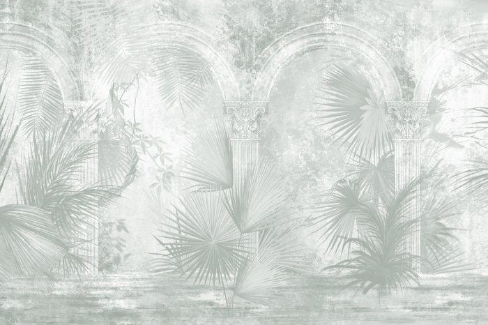 Papier peint  Arches anciennes avec végétation tropicale