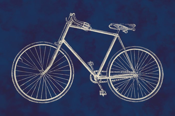Papier peint  Croquis de vélo rétro sur fond bleu