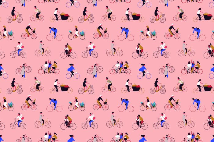 Papier peint  Femmes et hommes faisant du vélo