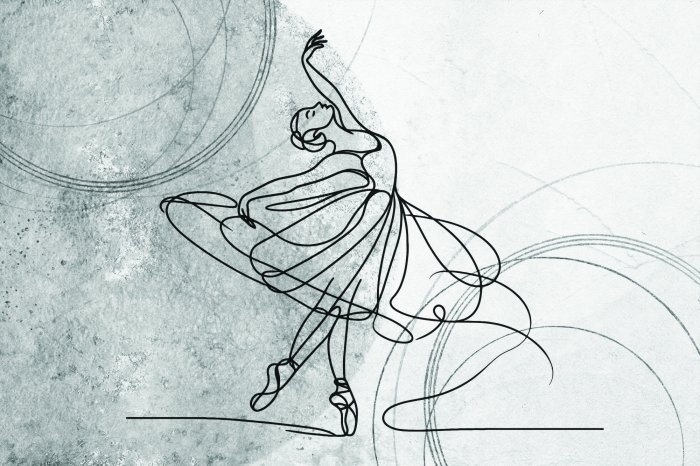 Papier peint  Dessin artistique au trait représentant une ballerine dansant