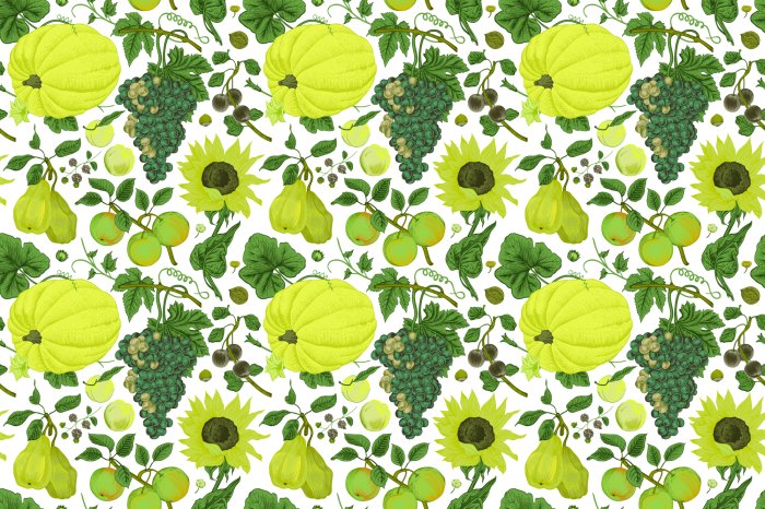 Papier peint  Citrons parmi les raisins et les tournesols