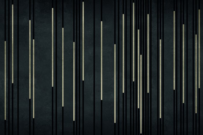 Papier peint  Rayures noires avec ornements dorés
