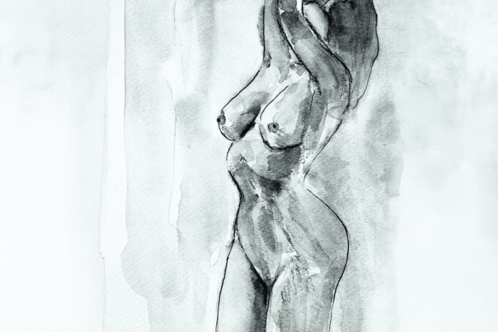 Papier peint  Dessin peint avec des formes féminines