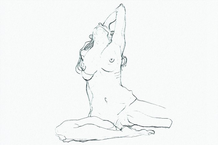 Papier peint  Contour artistique d'une silhouette féminine sur fond blanc