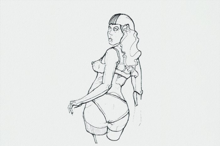 Papier peint  Croquis d'une femme attirante en lingerie
