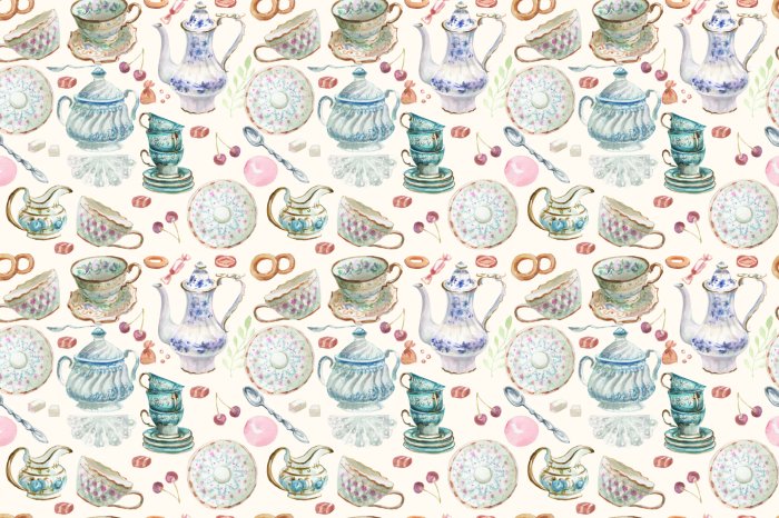 Papier peint  Porcelaine rustique décorée