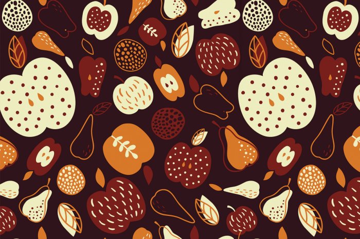 Papier peint  Pommes et poires avec des citrouilles