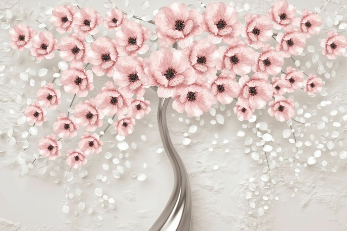 Papier peint  Arbre de fleurs de cerisier en 3D