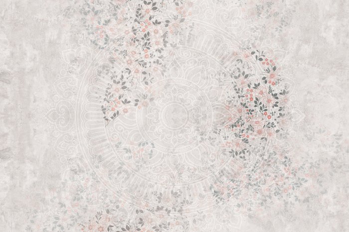 Papier peint  Mandala sur un fond clair parmi les fleurs