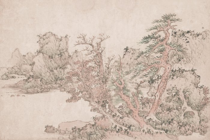 Papier peint  Croquis d'un arbre sur papier vintage