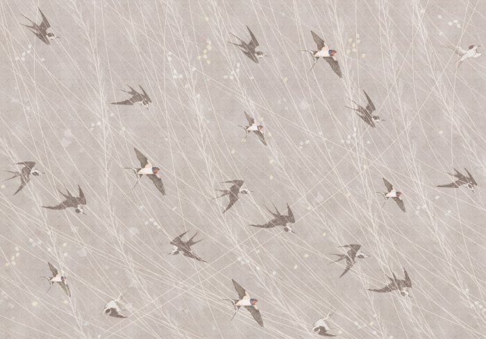 Papier peint  Oiseaux volants sur fond beige