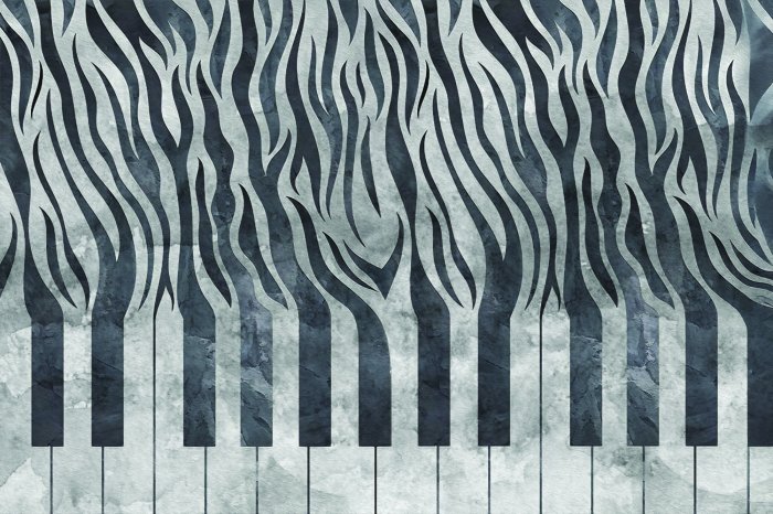 Papier peint  Touches de piano avec imitation zèbre