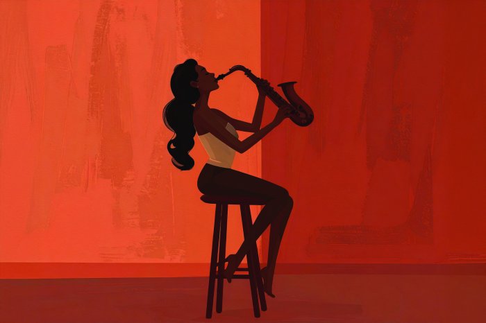 Papier peint  Femme jouant du saxophone