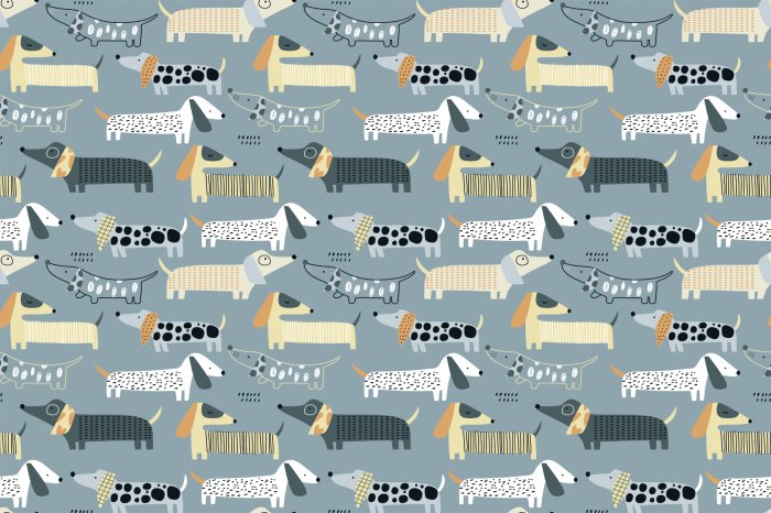 Papier peint  Chiens teckel peints de façon abstraite