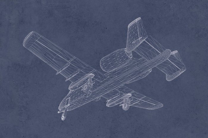 Papier peint  Croquis d’un avion sur fond bleu marine avec texture béton