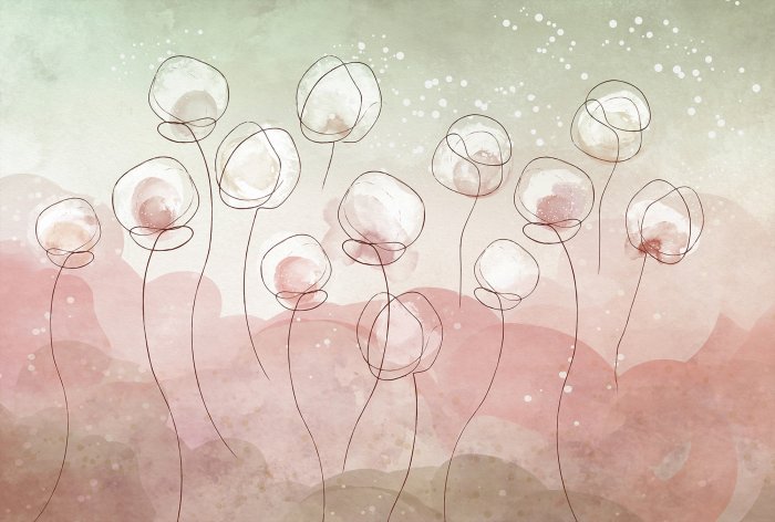 Papier peint  Aquarelle abstraite de fleurs blanches