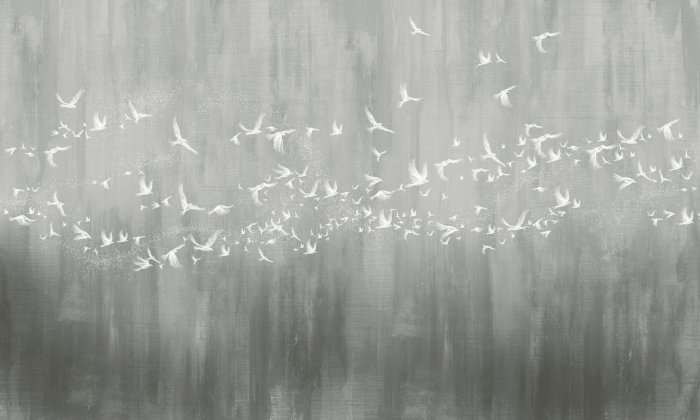 Papier peint  Motif moderne en béton avec des oiseaux