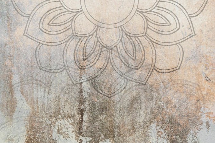 Papier peint  Mandala sur fond de béton texturé style vintage