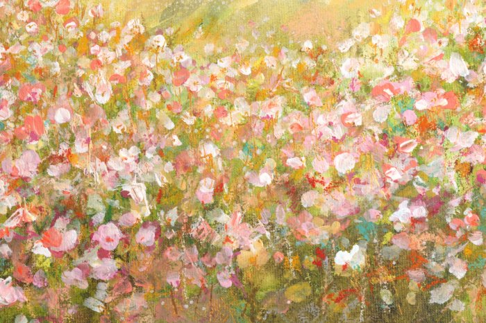 Papier peint  Prairie peinte avec des fleurs colorées