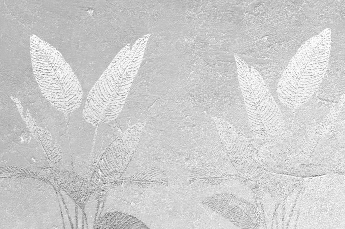 Papier peint  Imitation de feuilles sur béton gris