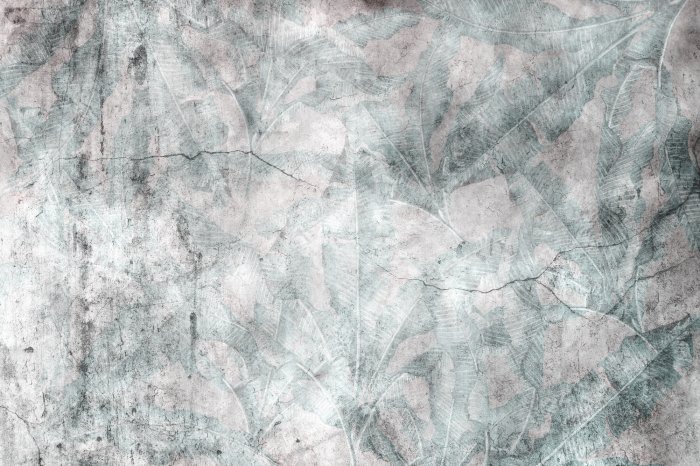 Papier peint  Mur en béton avec motif végétal