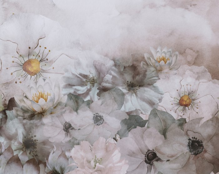 Papier peint  Fleurs sauvages peintes à l'aquarelle