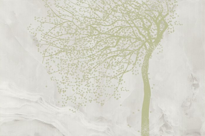 Papier peint  Arbre avec des fleurs de cerisier sur marbre