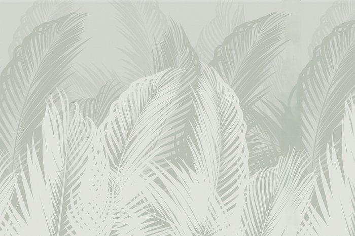 Papier peint  Feuilles de palmier exotiques sur fond clair