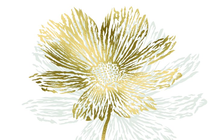 Papier peint  Dessin de fleur avec décoration dorée
