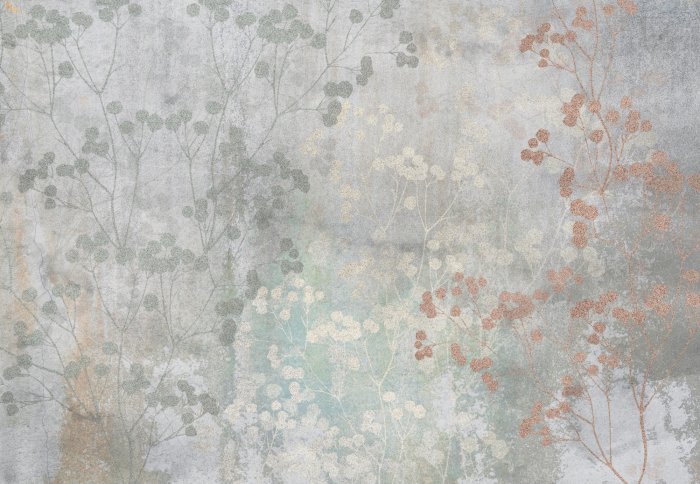 Papier peint  Reflet de feuilles sur un mur en béton