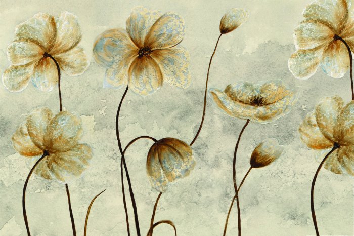 Papier peint  Fleurs peintes dans le style glamour