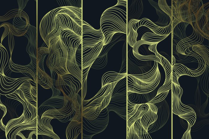 Papier peint  Ondes dorées abstraites composées de lignes
