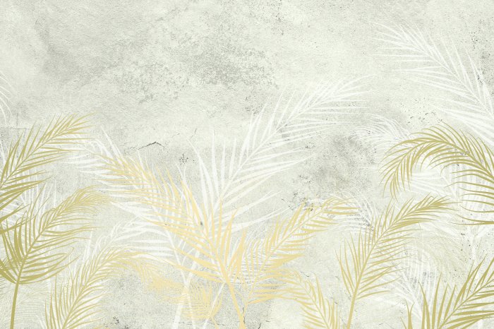 Papier peint  Herbes dorées sur fond de béton