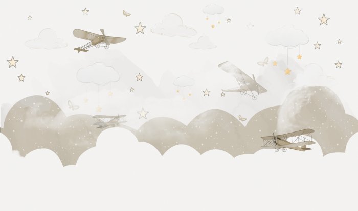 Papier peint  Avions abstraits dans les nuages