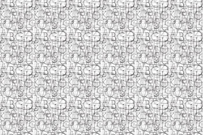 Papier peint  Lettres noires de l'alphabet sur fond blanc