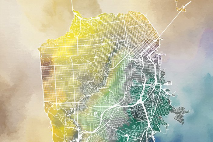 Papier peint  Carte de la ville de San Francisco