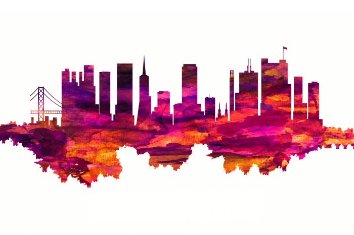 Papier peint  Ville abstraite en couleur rose