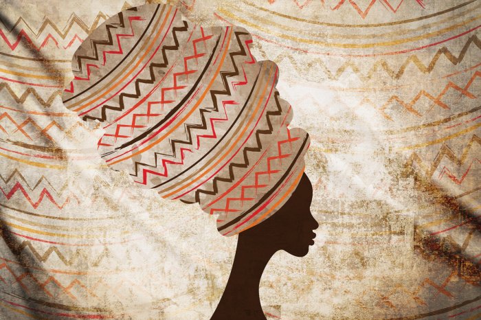 Papier peint  Portrait d'une femme avec une coiffe africaine