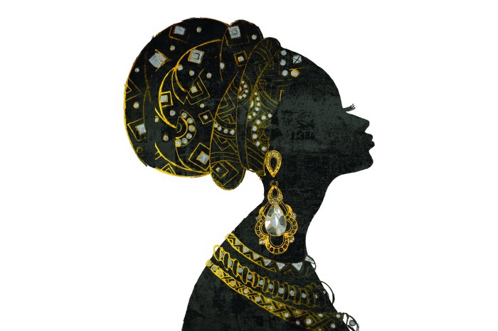 Papier peint  Femme africaine portant des bijoux en or