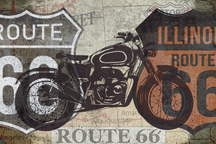 Papier peint  Moto sur le mur avec des panneaux de Californie