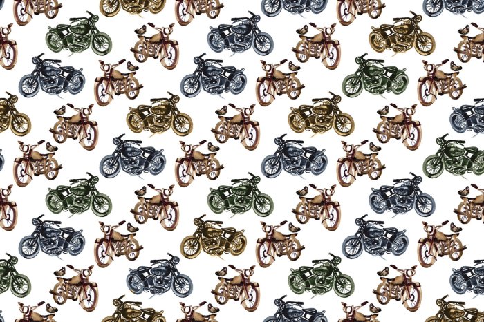 Papier peint  Motos vintage colorées