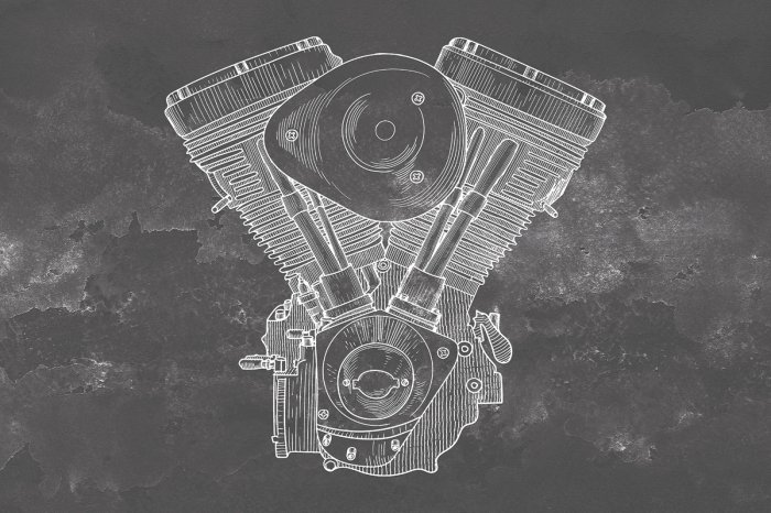 Papier peint  Moteur de moto dessiné à la main