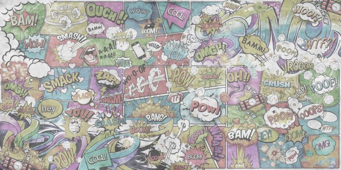 Papier peint  Bande dessinée colorée de style vintage