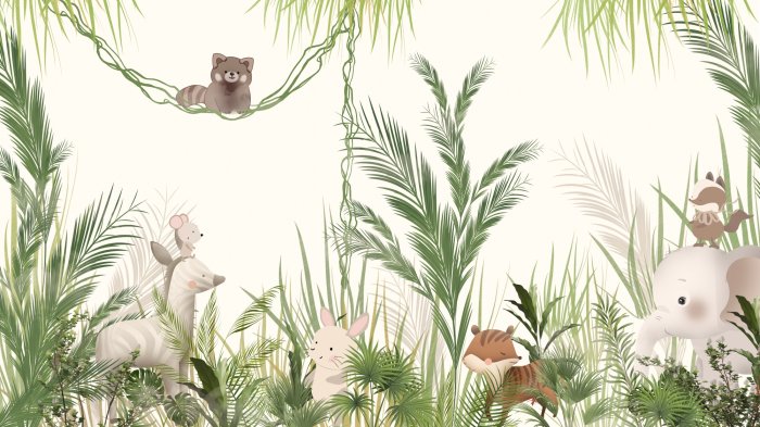 Papier peint  Éléphant dans la jungle tropicale