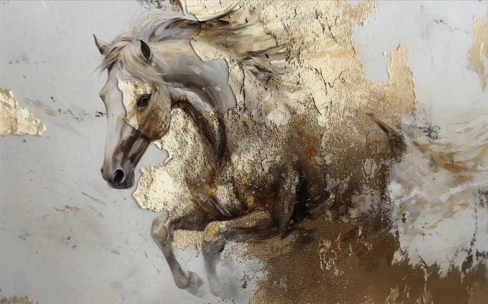 Papier peint  Cheval abstrait avec imitation d’or