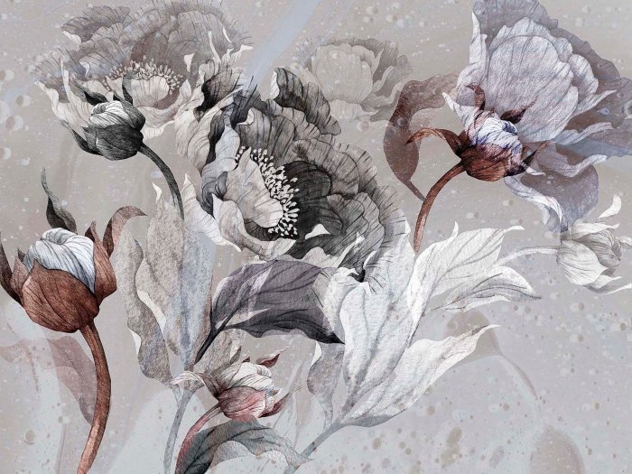 Papier peint  Aquarelle de tulipes en fleurs