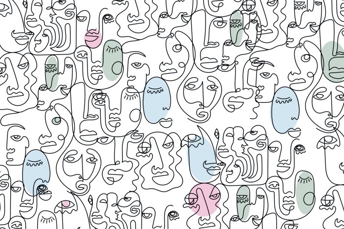 Papier peint  Motif de visage dessiné d'une seule ligne dans un style élégant